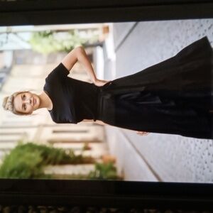 Reformation Linen Wrap Midi Skirt Julep  Black Office Quiet Luxury Womens Small